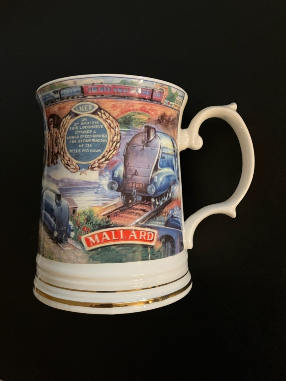 James Sadler Fine Bone China Mug History of Travel Mallard Train Collectible